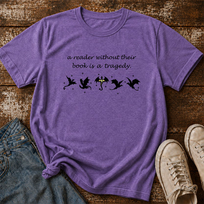A Reader Without Their Book Softstyle T-Shirt | Book Lover Gift Heather Purple