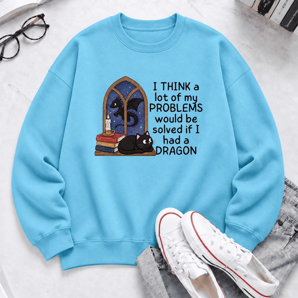 If I Could Have A Dragon Softstyle Sweatshirt | Fantasy Book Lover Gift Sky