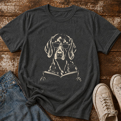 German Shorthaired Pointer Reading Book Softstyle T-Shirt | Book Lover Gift Dark Heather