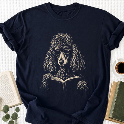 Poodle Reading Book Softstyle T-Shirt | Book Lover Gift Navy