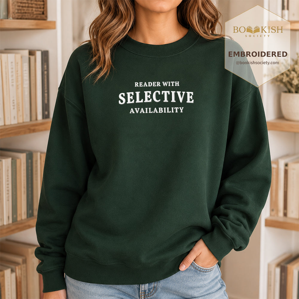 Reader With Selective Availability Embroidered Sweatshirt | Reader Gift Forest Green