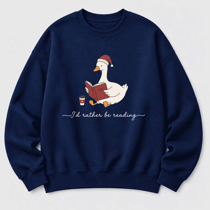 I'D Rather Be Reading Softstyle Sweatshirt | Christmas Book Lover Gift Navy