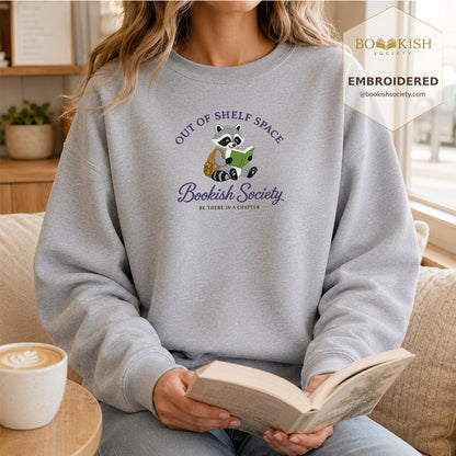 Funny Raccoon Embroidered Sweatshirt | Reader Gift Sport Grey