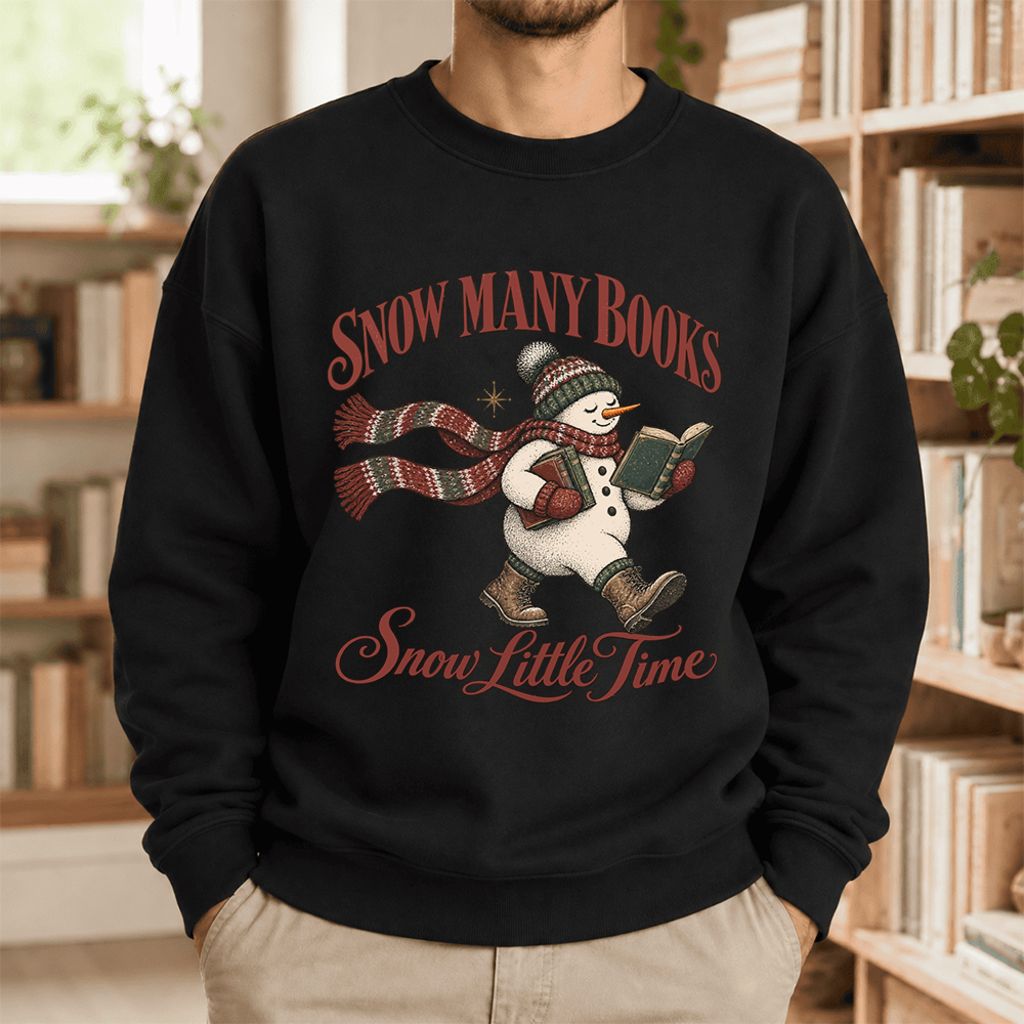 Snow Many Books Snow Little Time Softstyle Sweatshirt | Christmas Reader Gift Black