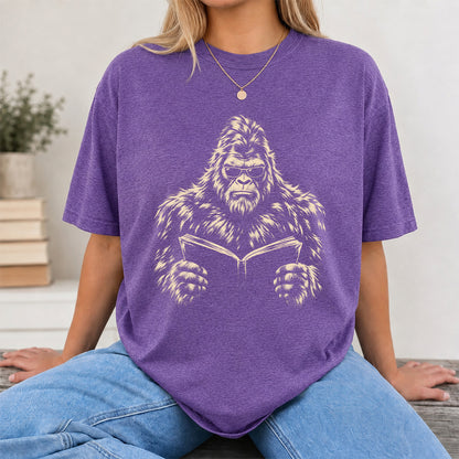 Big Foot Reading Book Softstyle T-Shirt | Book Lover Gift Heather Purple