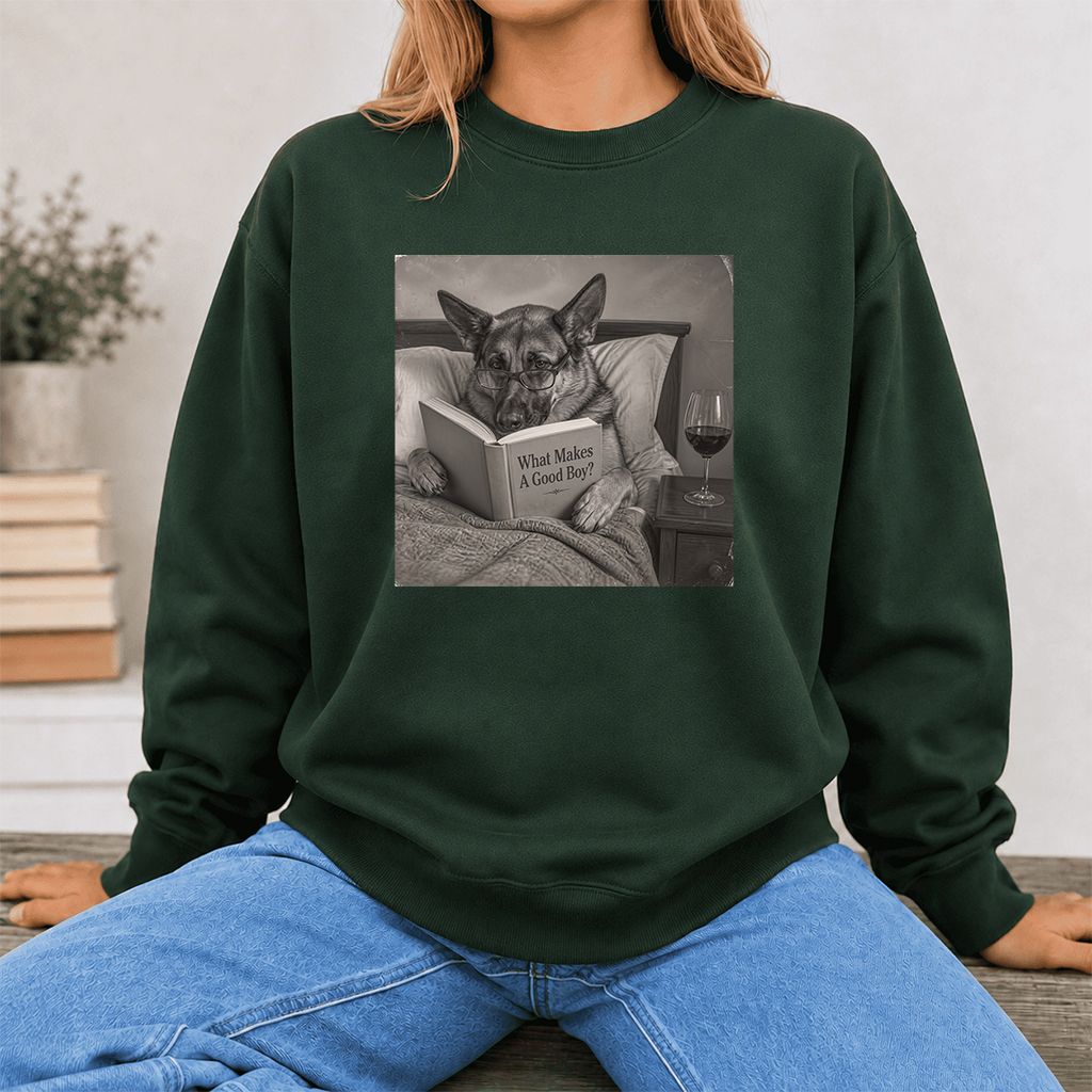 What Makes A Good Boy Crewneck Sweatshirt | Dog Lover Reader Gift Forest Green