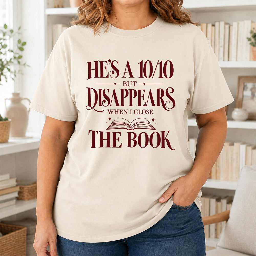 He's A 10/10 Fiction Boyfriend Cotton T-Shirt | Book Lover & Romantasy Reader Gift Natural
