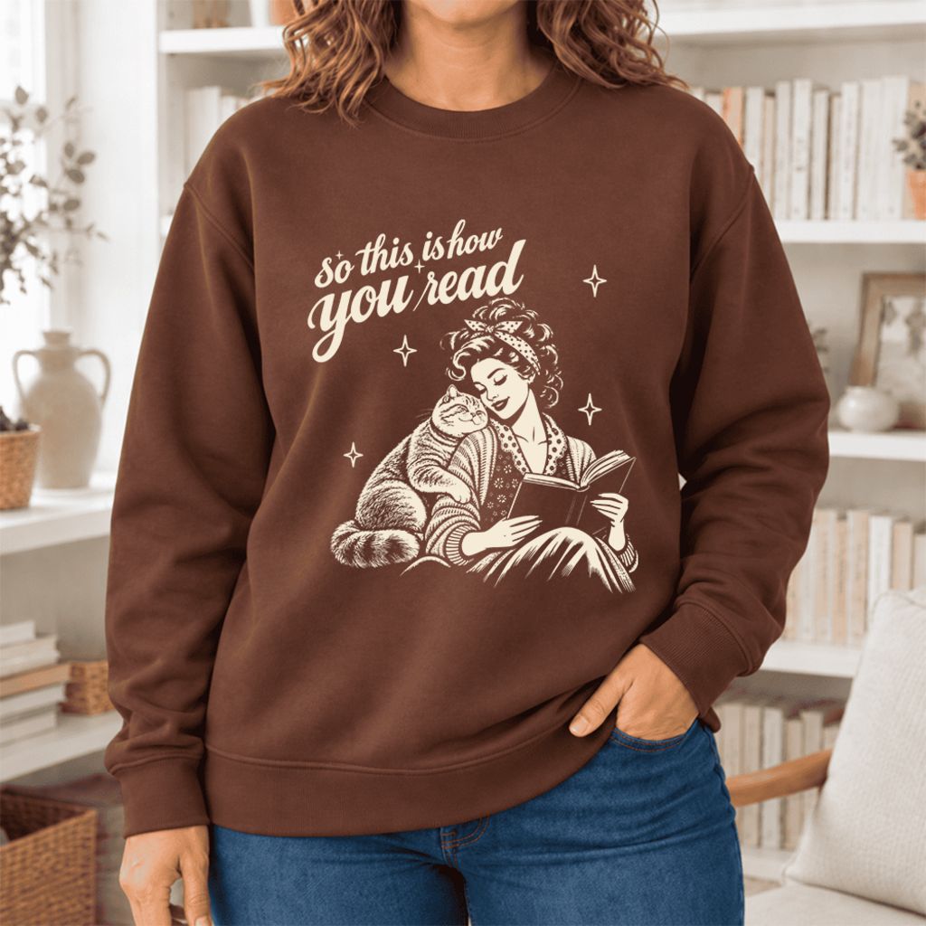 How You Read British Shorthair Softstyle Sweatshirt | Cozy Book & Cat Lover Gift Cocoa