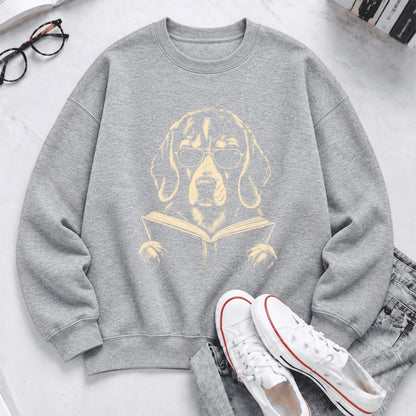 Beagle Reading Book Softstyle Sweatshirt | Dog Mom Reader Gift Sport Grey