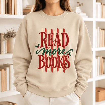 Read More Book Christmas Softstyle Sweatshirt | Christmas Book Lover Gift Sand
