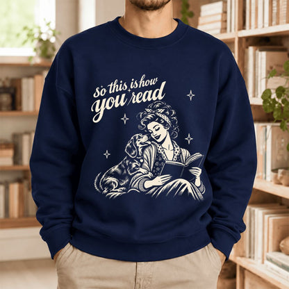 How You Read Dachshund Softstyle Sweatshirt | Cozy Dog Mom Reader Gift Navy