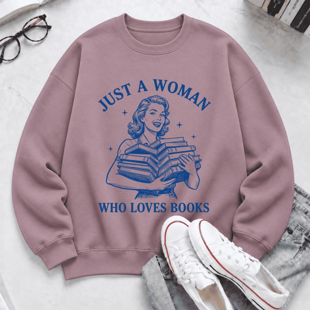 Just A Woman Who Loves Books Softstyle Sweatshirt | Reader Gift Paragon