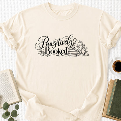 Pawsitively Booked Cotton T-Shirt | Dog Lover & Reader Gift Natural