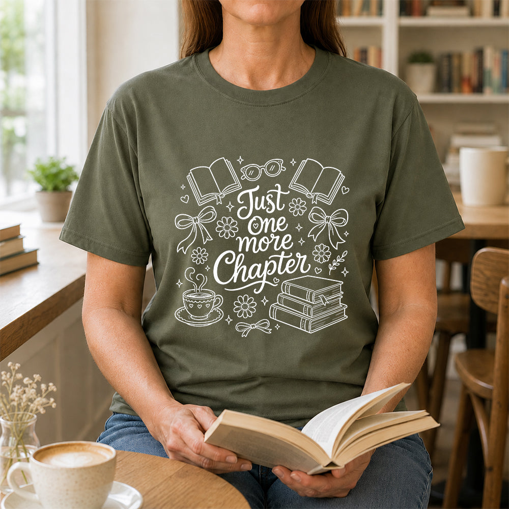 Just One More Chapter Softstyle T-Shirt | Book Lover Gift Military Green