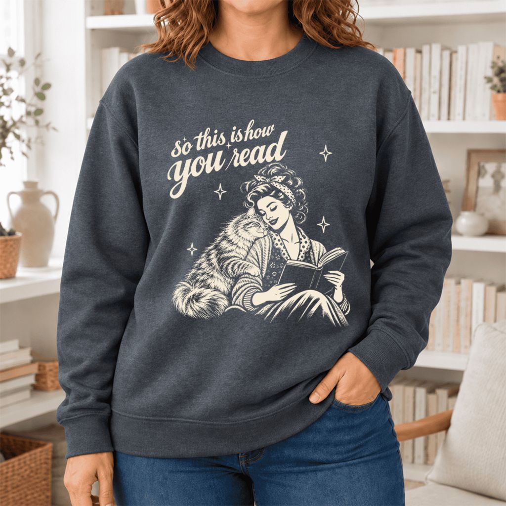 How You Read Siberian Softstyle Sweatshirt | Cozy Cat Lover Reader Gift Dark Heather