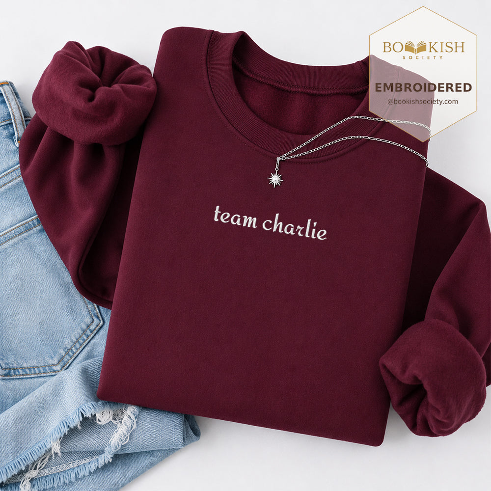 Team Charlie Embroidered Sweatshirt | Reader Gift Maroon