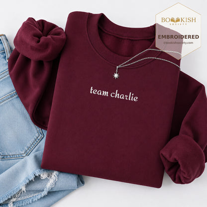 Team Charlie Embroidered Sweatshirt | Reader Gift Maroon