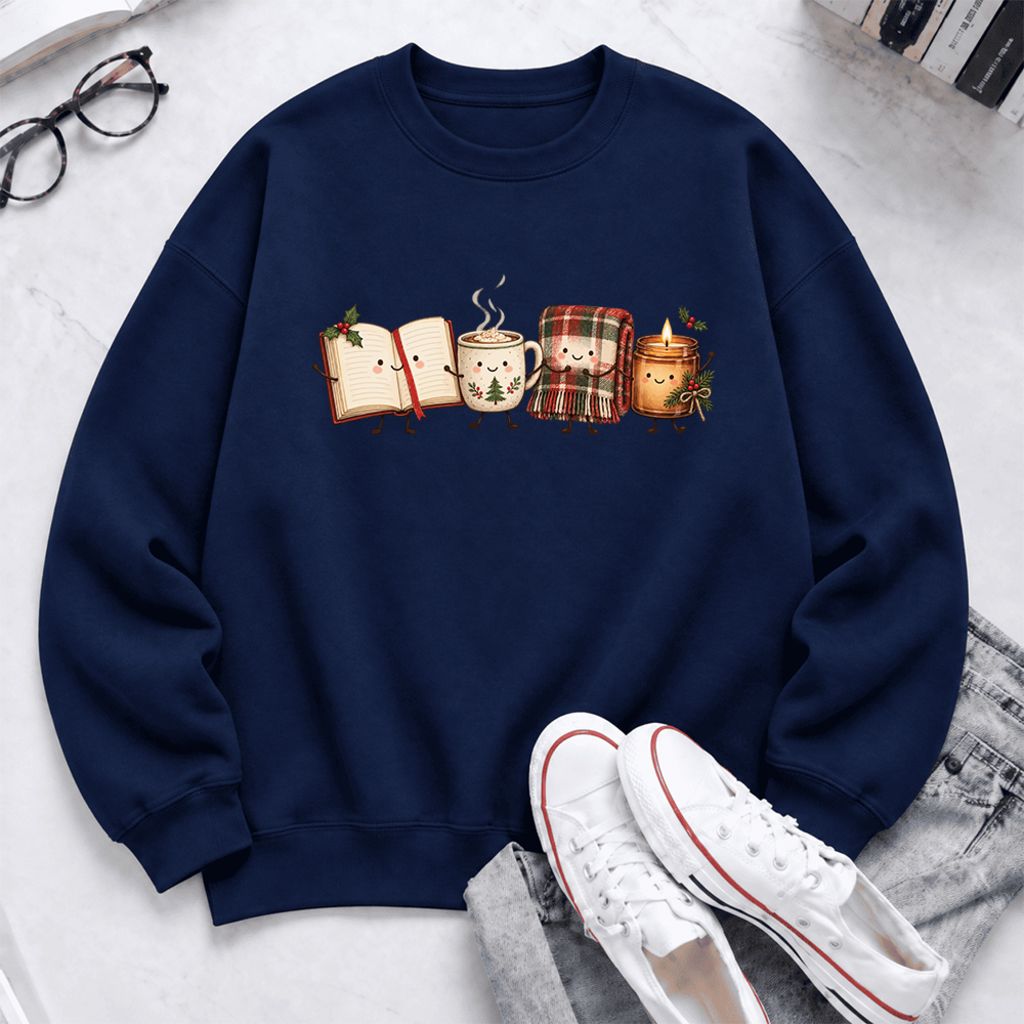 Christmas Cozy Club Softstyle Sweatshirt | Christmas Reader Gift Navy
