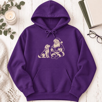 Funny Dog With Santa Christmas Softstyle Hoodie | Christmas Gift For Dog & Book Lover Purple