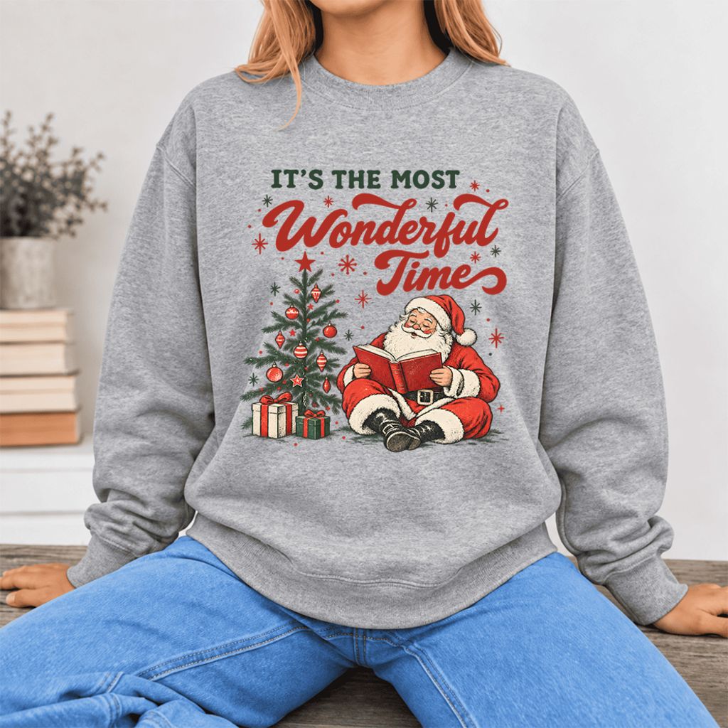 It’S The Most Wonderful Time Softstyle Sweatshirt | Christmas Book Lover Gift Sport Grey
