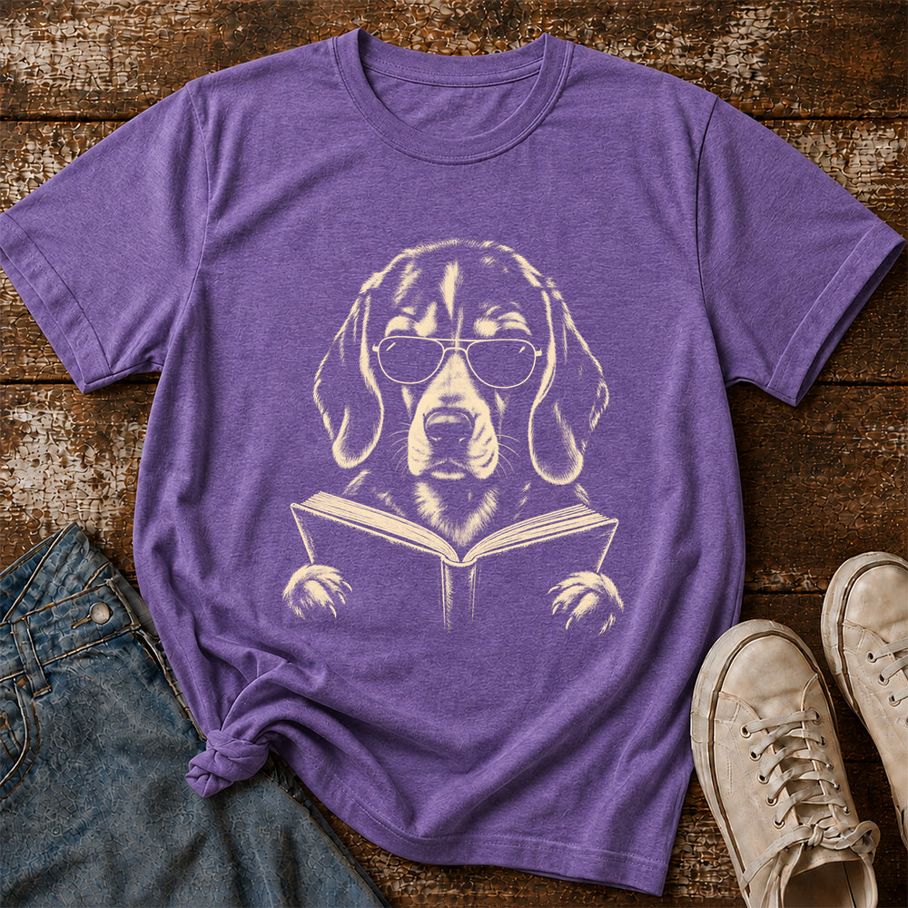 Beagle Reading Book Softstyle T-Shirt | Book Lover Gift Heather Purple