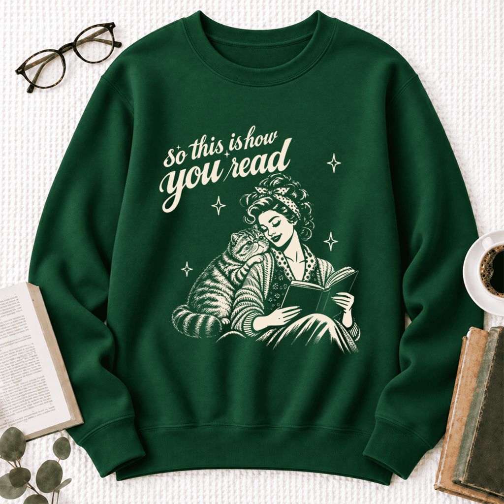 How You Read Exotic Shorthair Softstyle Sweatshirt | Cozy Cat Lover Reader Gift Forest Green