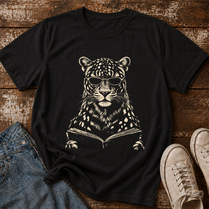 Leopard Reading Book Softstyle T-Shirt | Book Lover Gift Black