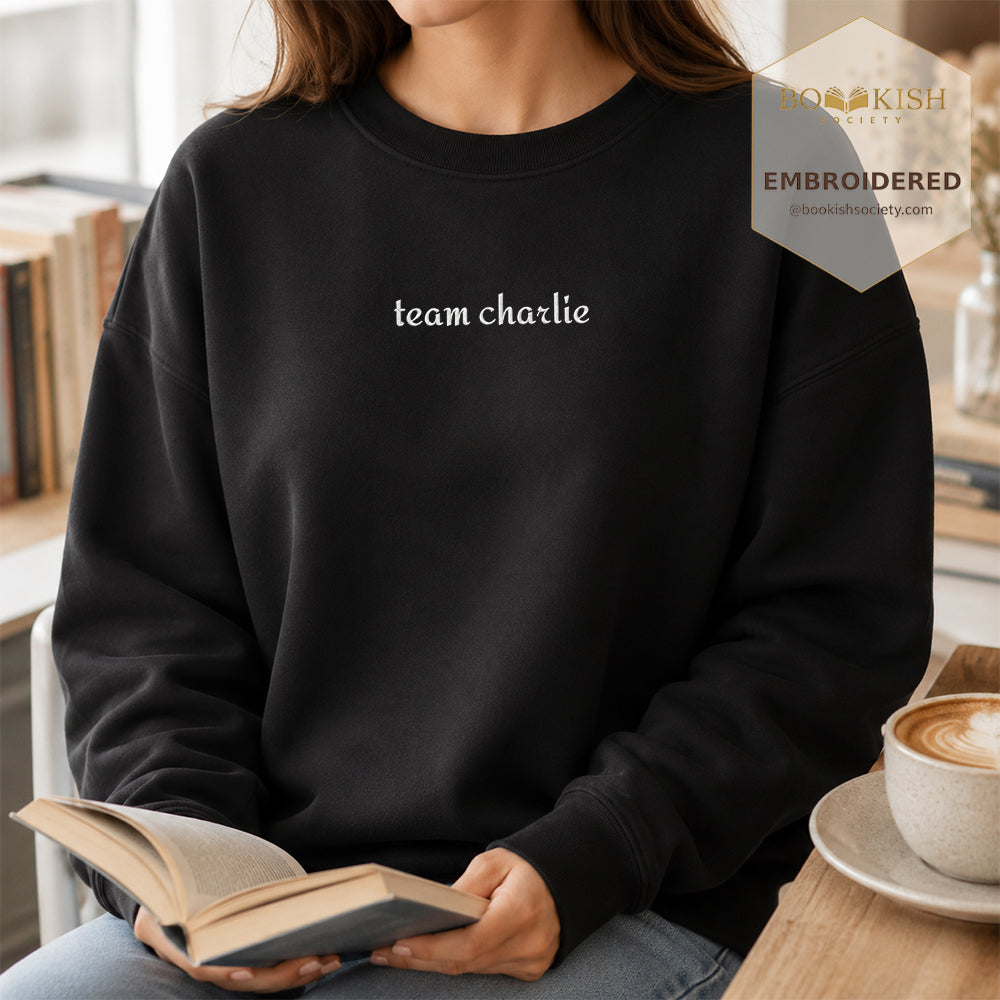 Team Charlie Embroidered Sweatshirt | Reader Gift Black