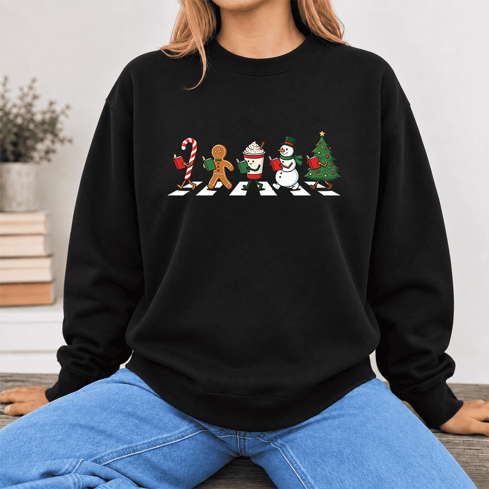 Christmas Reading Parade Softstyle Sweatshirt | Christmas Gift For Readers Black