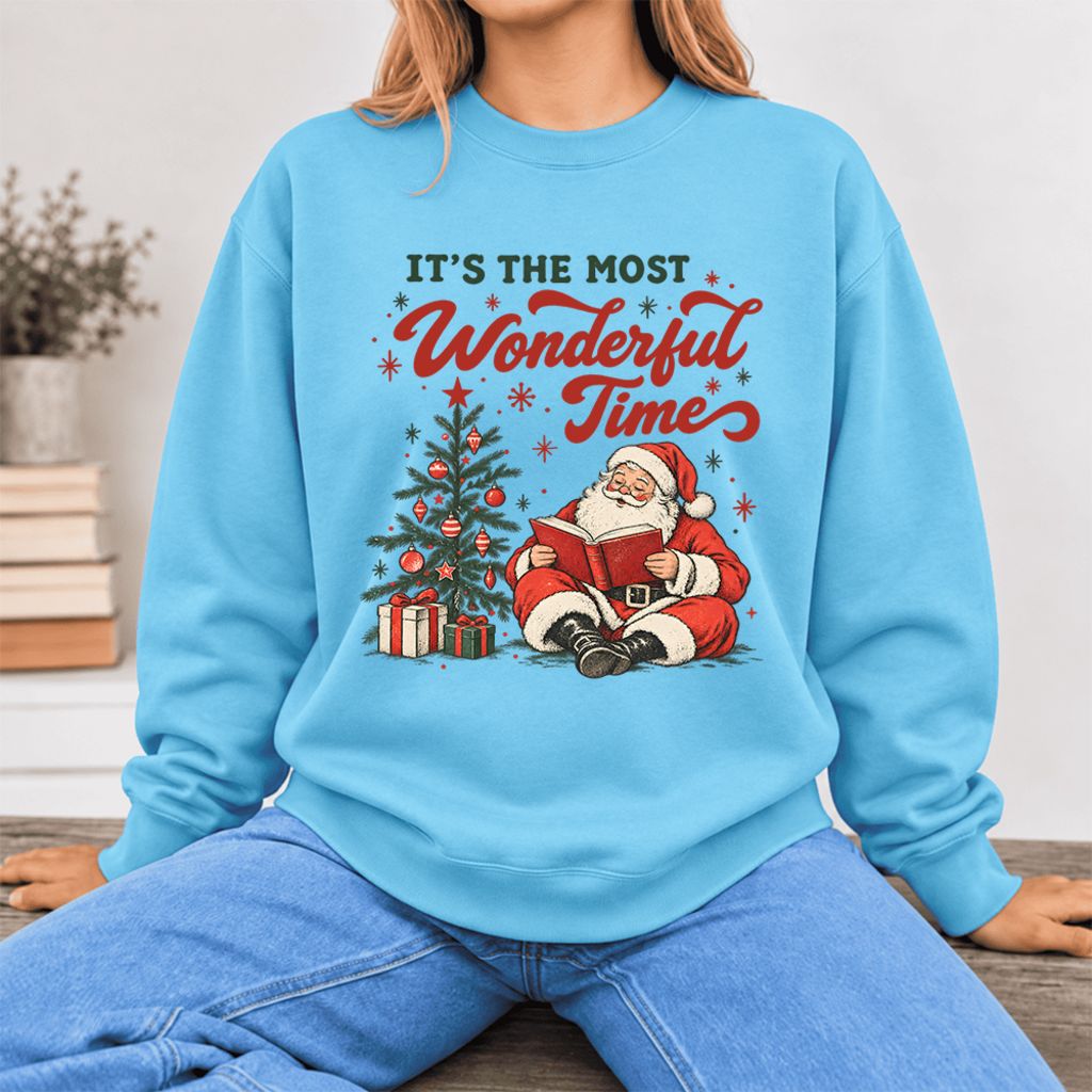 It’S The Most Wonderful Time Softstyle Sweatshirt | Christmas Book Lover Gift Sky