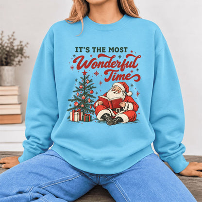 It’S The Most Wonderful Time Softstyle Sweatshirt | Christmas Book Lover Gift Sky