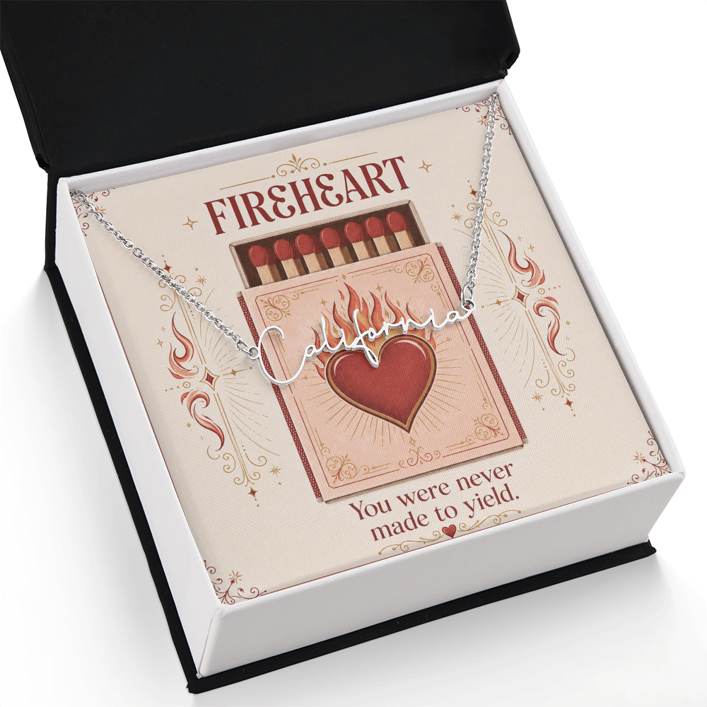 Fireheart Decorative Card And Custom Name Polished Stainless Steel Necklace With Box Book Lover Gift Font 2