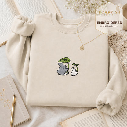 Forest Spirits and Flowers Embroidered Sweatshirt | Reader Gift Sand