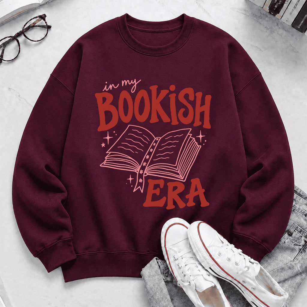 In My Bookish Era Crewneck Sweatshirt | Reader Gift Maroon