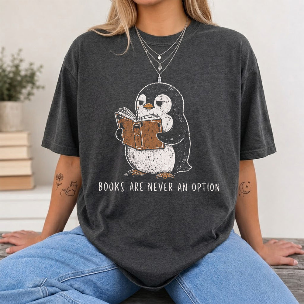 Books Are Never An Option Softstyle T-Shirt | Book Lover Gift Dark Heather