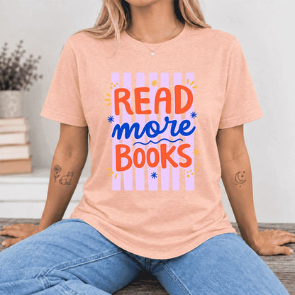 Read More Books Ultra-Soft Cotton T-Shirt | Reader Gift Heather Peach