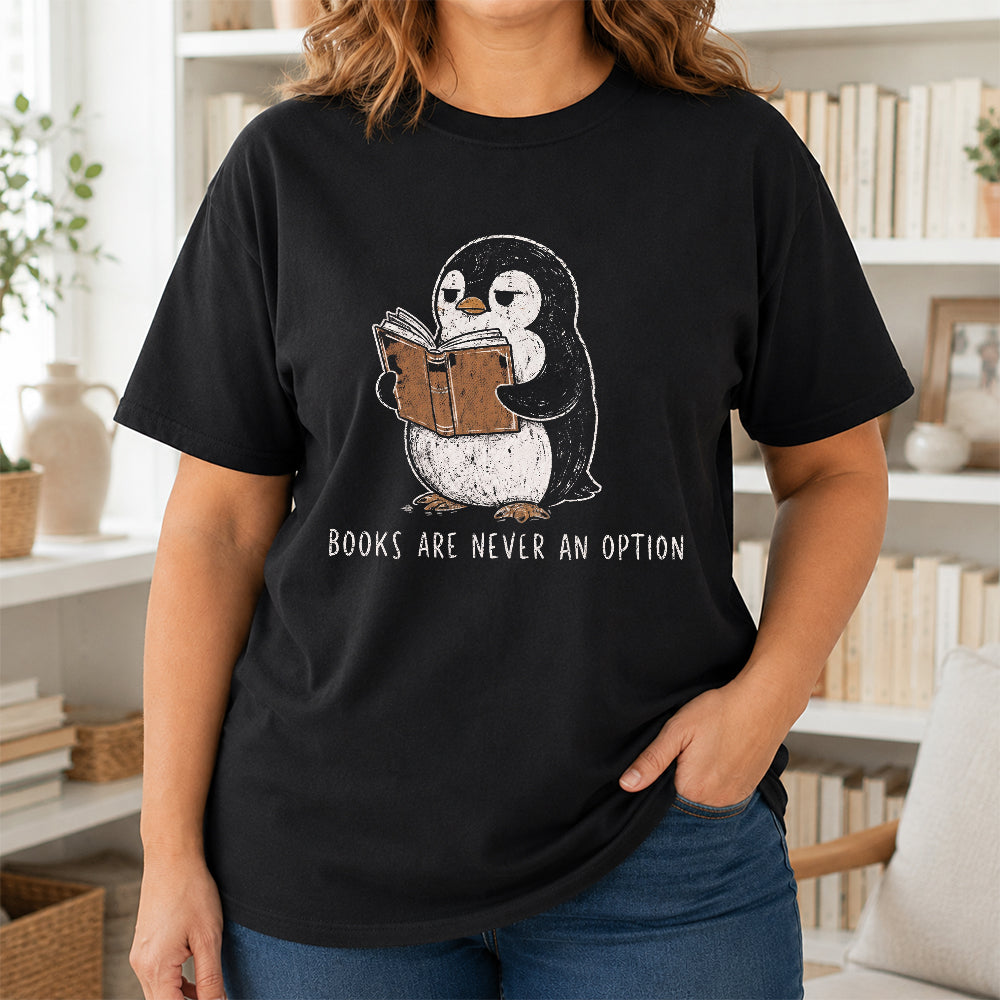 Books Are Never An Option Softstyle T-Shirt | Book Lover Gift Black