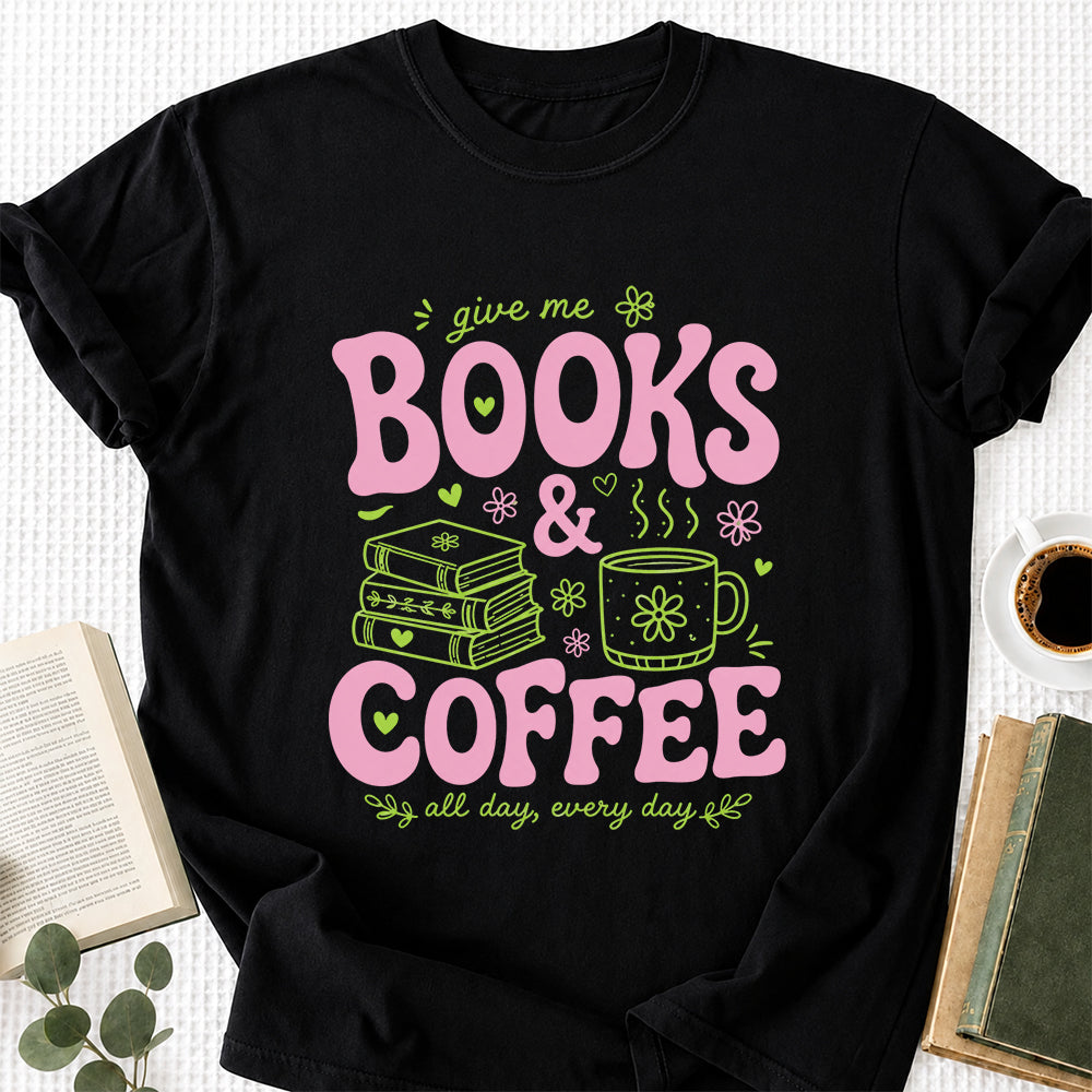 Books and Coffee Softstyle T-Shirt | Book Lover Gift Black