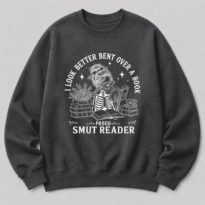 I Look Better Bend Over A Book Crewneck Sweatshirt | Reader Gift Dark Heather