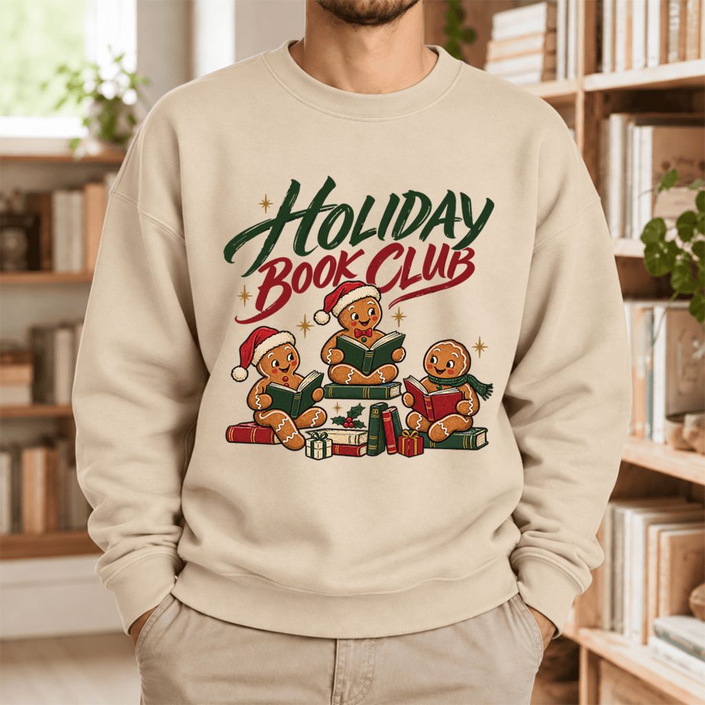 Holiday Book Club Softstyle Sweatshirt | Christmas Book Club Gift Sand