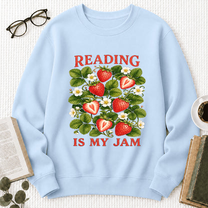 Reading Is My Jam Crewneck Sweatshirt | Reader Gift Light Blue