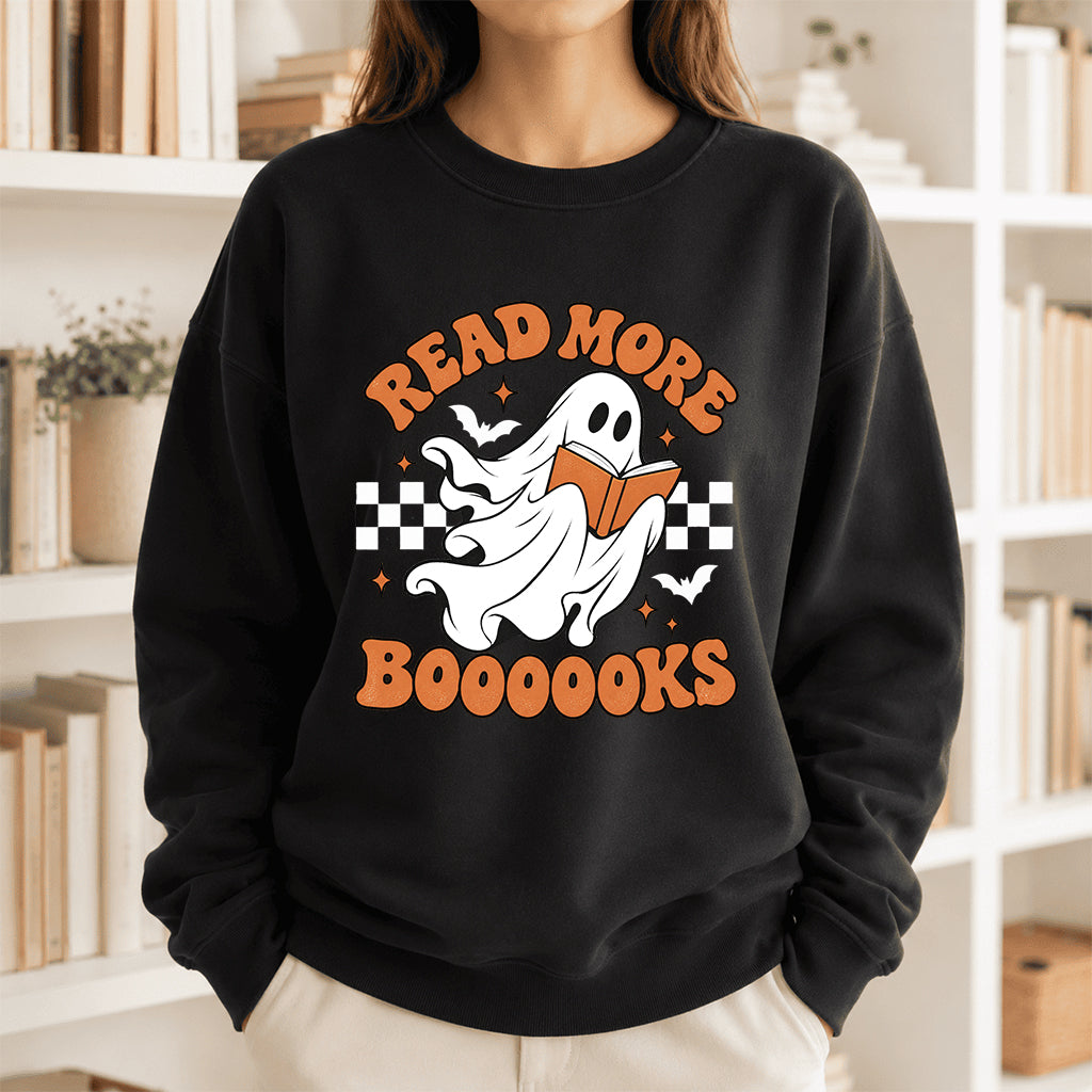 Read More Books Ghost Printed Sweatshirt | Halloween Book Lover Gift Black