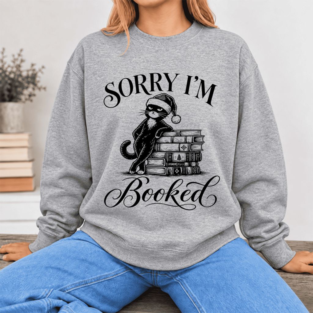 Sorry I'M Booked Softstyle Sweatshirt | Christmas Book Lover Gift Sport Grey