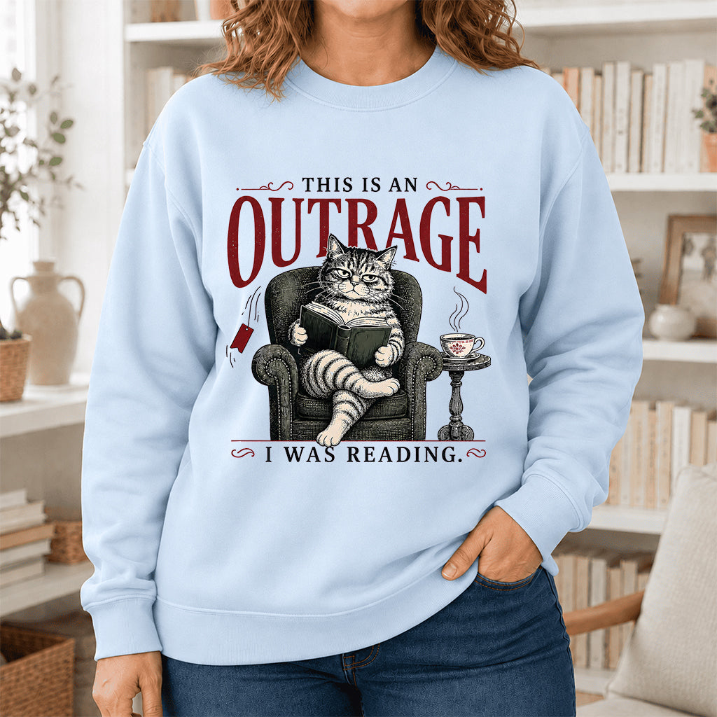 This Is An Outrage Crewneck Sweatshirt | Reader Gift Light Blue
