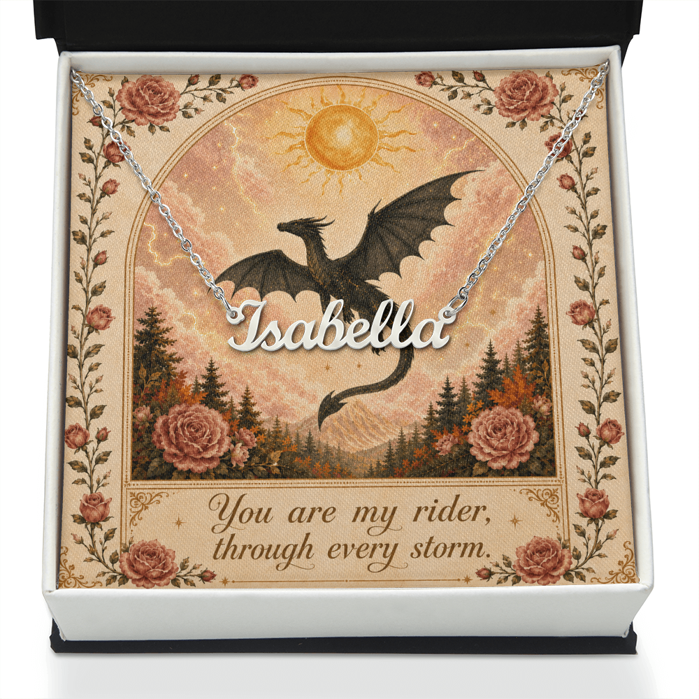 You Are My Rider Decorative Card And Custom Name Polished Stainless Steel Necklace With Box Book Lover Gift Font 1