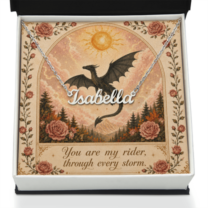 You Are My Rider Decorative Card And Custom Name Polished Stainless Steel Necklace With Box Book Lover Gift Font 1