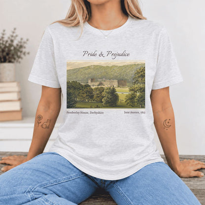 Pemberley House Pride And Prejudice Ultra-Soft Cotton T-Shirt | Gift Ash