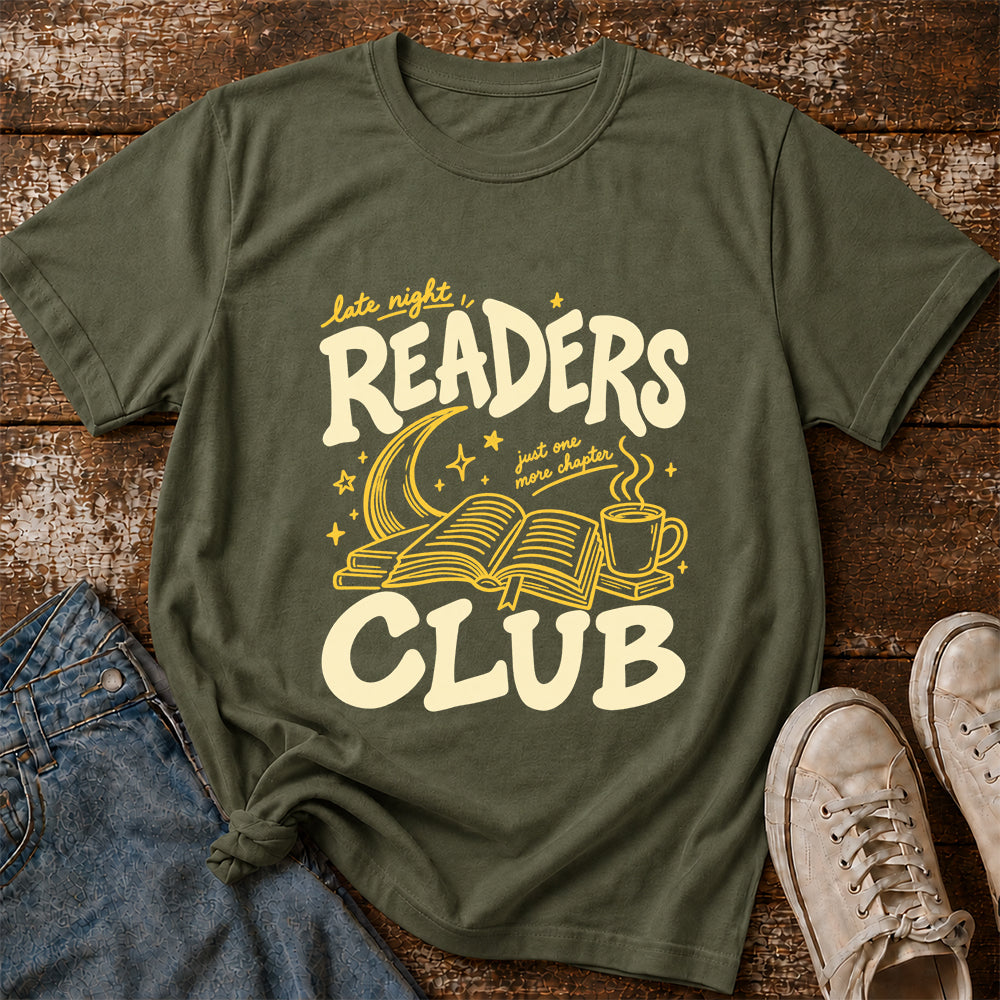 Late Night Readers Club Softstyle T-Shirt | Book Lover Gift Military Green