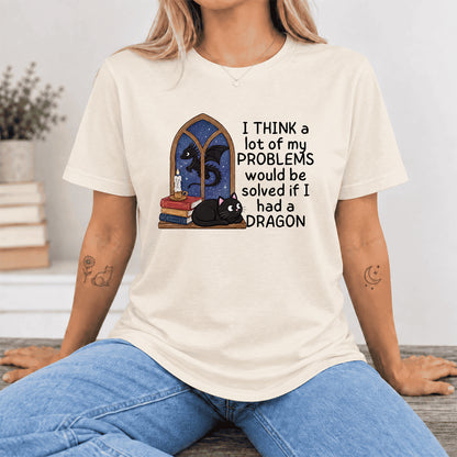 If I Could Have A Dragon Ultra-Soft Cotton T-Shirt | Fantasy Book Lover Gift Natural