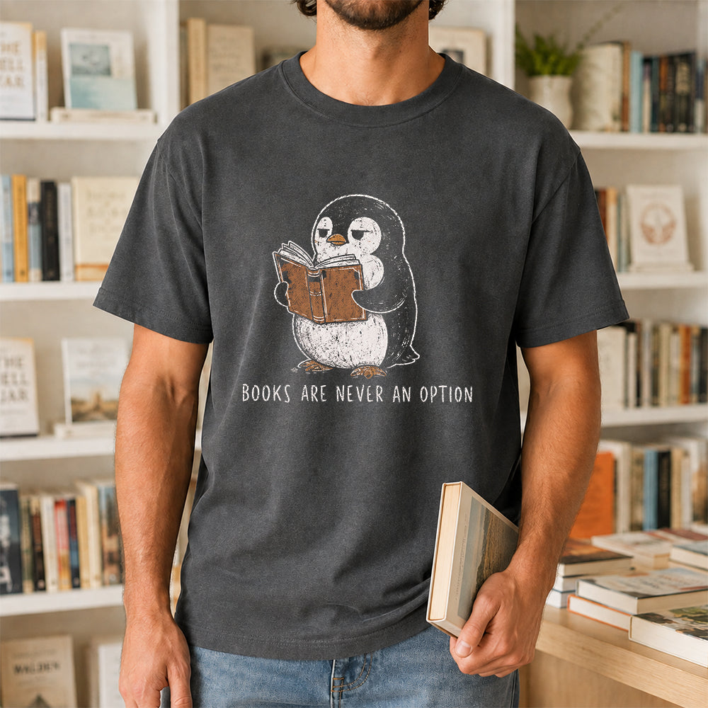 Books Are Never An Option Softstyle T-Shirt | Book Lover Gift Dark Heather